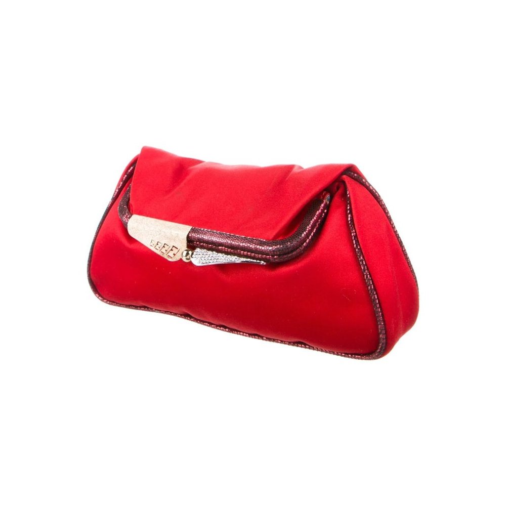 Red Satin & Python Fendi Borderline Frame Clutch … - image 6